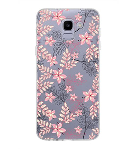 Samsung Galaxy J6 Kapak Floral Kırmızı Tasarımlı Şeffaf Silikon Kılıf