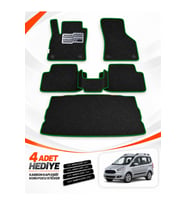 e-biz FORD TOURNEO-COURIER (2013-2023) Uyumlu EVA Oto Paspas Bagaj Paspası Dahil Siyah-Yeşil