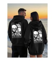Sevgili Çift Kombini 2’li The Lovers Baskılı Unisex Oversize Sweatshirt – Skull Aşk Tasarımı (Siyah)