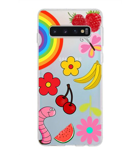 PrintiFy Samsung Galaxy S10 ile Uyumlu 1mm Slim Fit Water Color 5 Baskılı Şeffaf  Kılıf