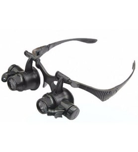 Gözlük Modeli 10X 15X 20X 25X Lens 2 Led Işıklı Büyüteç 9892G
