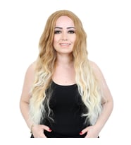 Fiber Sentetik Uzun Su Dalgası Peruk - Balköpüğü / Platin Kısa Ombreli