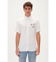 Bad Bear Smile Off-White Men's Short Sleeve Shirt (Beyaz)
