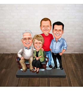 KİŞİYE ÖZEL KARİKATÜR BİBLO oturan aile 4