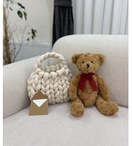 Marshmallow Puf Çanta ve Teddy Ayıcık Hediye Seti