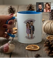 Kişiye Özel Karikatürlü Yürüş Yapan Romantik Sevgililer Kupa Bardak Sevgililer Günü Hediyesi