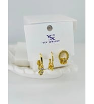 Zirkon Taşlı Üçlü Kombin Küpe - Kp00383
