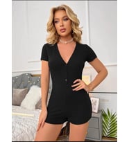 Kadın Kısa Kollu önü Düğmeli Mini Bodycon Fitilli Kaşkorse Tulum