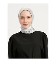 Şaless Tesettür Kadın Janjan-janjanlı Krinkıl Abiye Eşarp-inci Beyazı- 100x100cm (Gümüş)