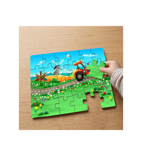 Çiçek Bahçesi ve Traktör Tasarımlı 24 Parça Ahşap Çocuk Puzzle MPK0482