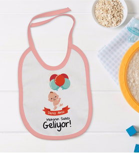 BK Kids Kişiye Özel Pembe Bebek Mama Önlüğü - Model 69