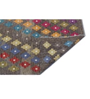 Kahverengi Geometrik Halı El Dokuma Yünlü Salon Halısı Bohem Tarz Dokulu Zemin Örtüsü