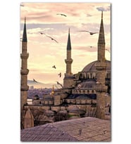 Cakatablo Günbatımında İstanbul Camisi ve Martılar MDF Tablo