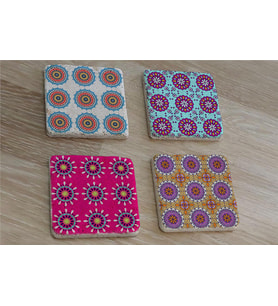 Mandala Desenleri Doğal Taş Bardak Altlığı 4'lü set - Natural Stone Coasters