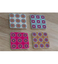 Mandala Desenleri Doğal Taş Bardak Altlığı 4'lü set - Natural Stone Coasters