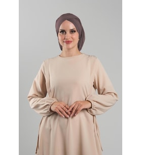 Vizon Pratik Hazır Geçmeli Tesettür Bone Sandy Kumaş Büzgülü 2114_10