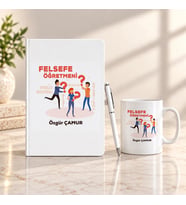 Felsefe Öğretmenine İsme Özel Defter Kalem ve Kupa Hediye Seti