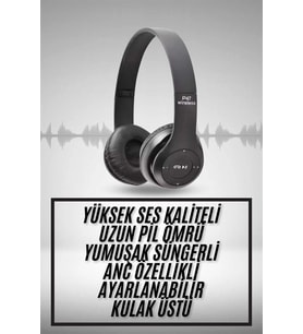 Kulak Üstü Bluetooth Kulaklık Yüksek Ses Kaliteli Ayarlanabilir