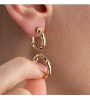 925 Ayar Gümüş Burgulu Halka Küpe (Gold)