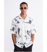LCW Vision Mavi Regular Fit Kısa Kollu Desenli Erkek Gömlek