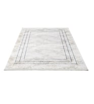 Ekru Mavi Tonlarında Geometrik Desenli Salon Halısı Modern Stil Akrilik Yumuşak Doku