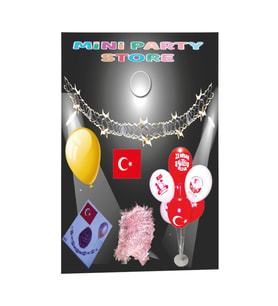 2 Li Ponpon Balon Standı 7 Li 23 Nisan Balon 23 Nisan Set 4 Parça Set M32