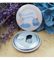 15 Adet Bulut Ayıcık ve Balon Bebek Konsept Baskılı Bebek Şekeri Metal Magnet Açacak 58 mm-
