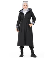 İçi Çizgili Trençkot-Siyah