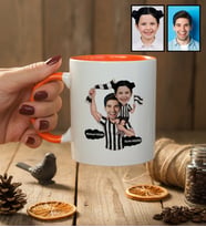 Kişiye Özel Karikatürlü Siyah Beyaz Taraftar Baba Kız Kupa Bardak Babalar Günü Hediyesi