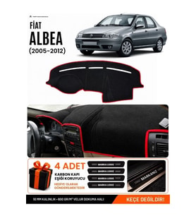 FIAT ALBEA (2005-2012) Uyumlu Torpido Örtüsü Torpido Kılıfı - Siyah Kırmızı