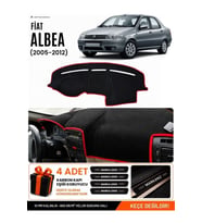 FIAT ALBEA (2005-2012) Uyumlu Torpido Örtüsü Torpido Kılıfı - Siyah Kırmızı