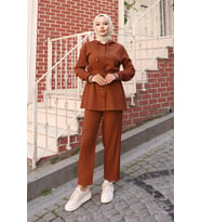 Ribana Detaylı Takım Kahverengi