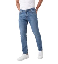 DeepSEA Erkek Slim Fit %98 Pamuk Likralı Taşlanmış Lacivert Jean – Esnek Dar Paça Kot Pantolon 2608303