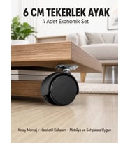 Northcity Halı ve Beton Uyumlu Kilitsiz Mobilya Tekerleği 4’lü