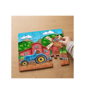 Bahçede Traktör Tasarımlı 24 Parça Ahşap Çocuk Puzzle MPK1210