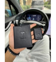 TESLA  Araç Uyumlu VİSSO 1904 Hakiki Deri Araç Ruhsat Kılıfı İsme Özel Çanta Erkek Kadın Modeli + ÇAKMAK (Kırmızı)
