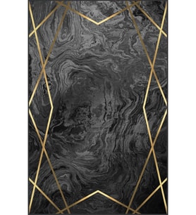 Eliana Home Baskılı, Yıkanabilir Kaymaz Taban Salon Halısı LNA1313 100x150 cm (Siyah)