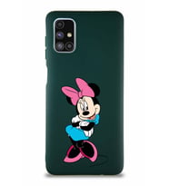 Samsung Galaxy M51 Soft Premier Kapak Minnie Mouse-D Tasarımlı Silikon Kılıf - Yeşil (Şeffaf)