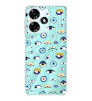 PrintiFy İnfinix Hot 30i ile Uyumlu Nazar Boncuğu 2 Baskılı Kamera Korumalı Şeffaf Silikon Kılıf
