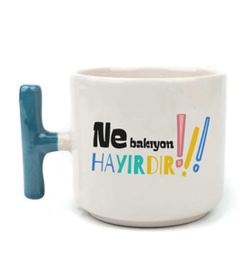 Ne Bakıyon Hayırdır Baskılı Mavi Kulplu T Kupa