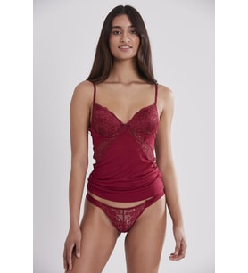 Kadın Dantelli Penye Atlet Külot / Kaşkorse Set - 356 Bordo