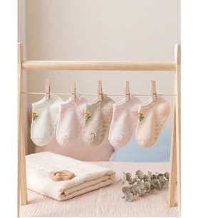 LCW baby Ekru Kız Bebek Patik Çorap 5'li