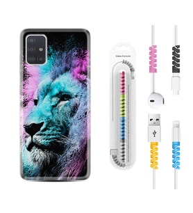 Samsung a71 A72 A73 A7 A9 2018 C7 C9 Kılıf Kablo Koruma Spiral Silikon Pink Blue Leon 1603