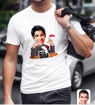 BK Gift Kişiye Özel Godfather Baba Karikatürlü Beyaz T-Shirt-6