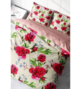 Aquarelle Rose Naturel Çift Kişilik Nevresim Takımı