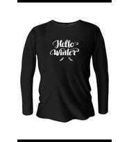 Hello Winter Baskılı Uzun Kollu Bisiklet Yaka Erkek Siyah T-Shirt