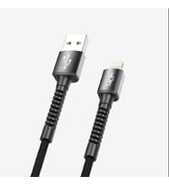 K550 Güvenli ve Hızlı 1m Örgülü Metal Kafa Lightning iPhone Şarj Kablosu (Siyah)