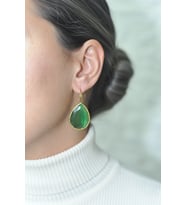 Kadir Jewellery 22 Ayar Altın Kaplama Damla Taşlı Küpe -El İşçiliği Ve Hipoalerjenik Küpe