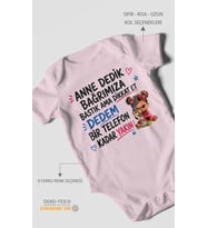 Anneye ve dedeye özel Kısa Kollu Bebek Body %100 Pamuk