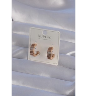 XUPİNG Rose Renk Zirkon Taşlı İşlemeli Halka Küpe 5886